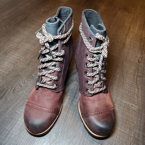 Sorel PDX Wedge Booties Women’s 8 Brown Waterproof Nubuck Lace Up NWOB - Picture 5 of 16
